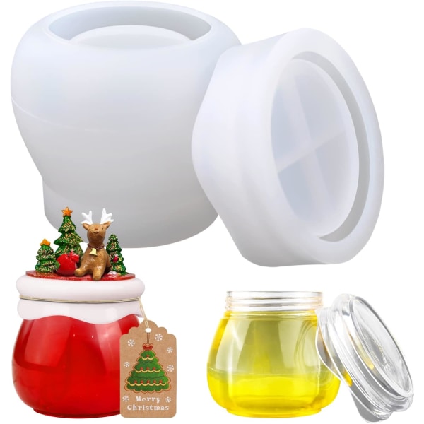 Silikonform til Harpiks, Glasform med Låg, Puddingglas Epoxy Harpiks C