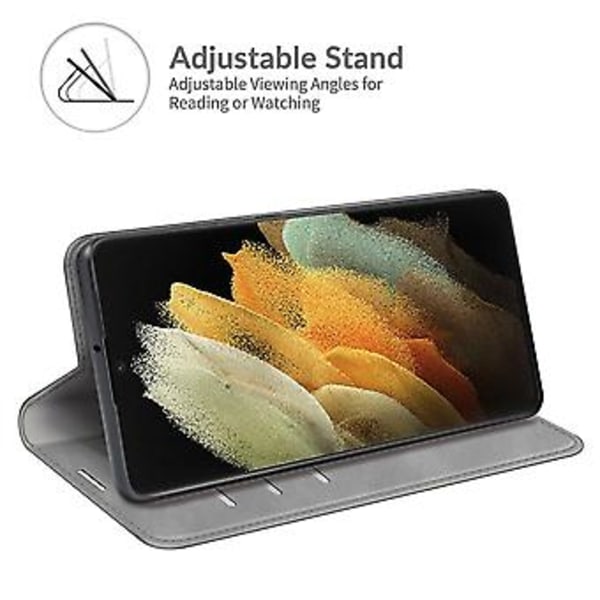 Galaxy S22 Ultra 5G magneettinen nahkainen suojakotelo Grey