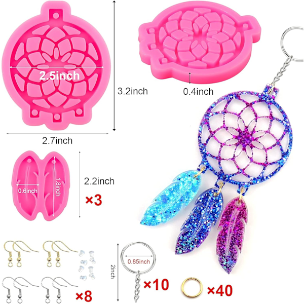 103 st Keychain Resinformar i Silikon, Drömfångare Form för Epoxi