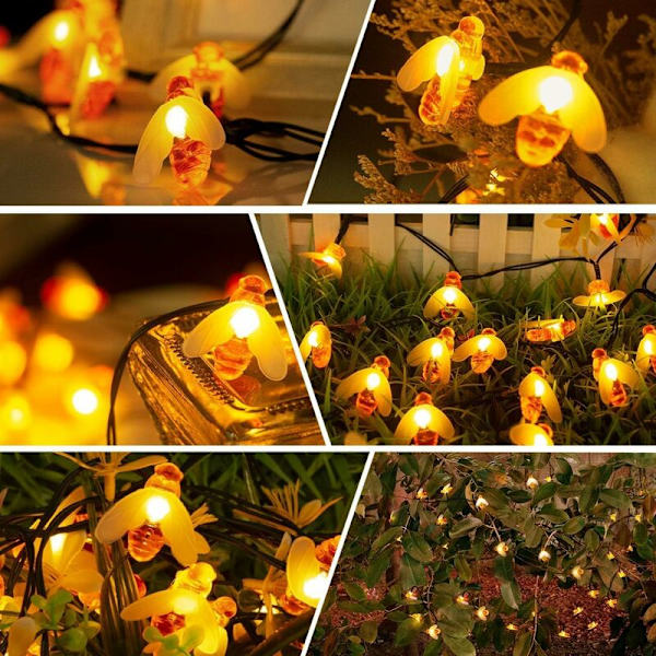 [2 Pakkaus - 50LED] Aurinkopanelivalot Ulkotiloihin, 7m Mehiläisvalot