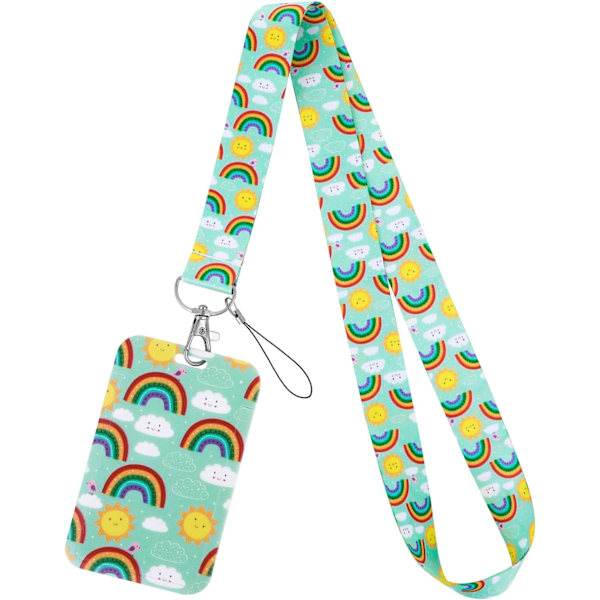 1 st Lanyard med klämma för kortfodral, bohemisk regnbåge K