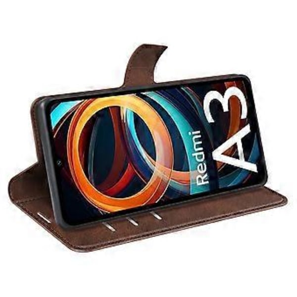 PU læder etui med magnetisk lukning og pung til Xiaomi Redmi A3/Poco C61 4G Style G