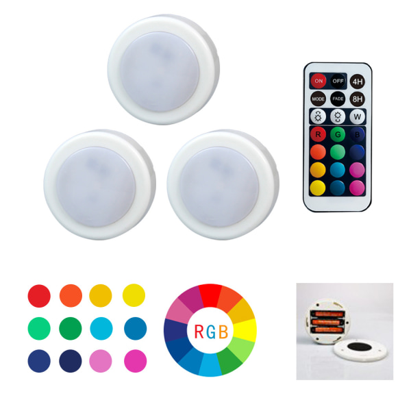 2 stk. Genopladelige Trådløse RGB LED Lampe, Dæmpbar LED Vindue Lys