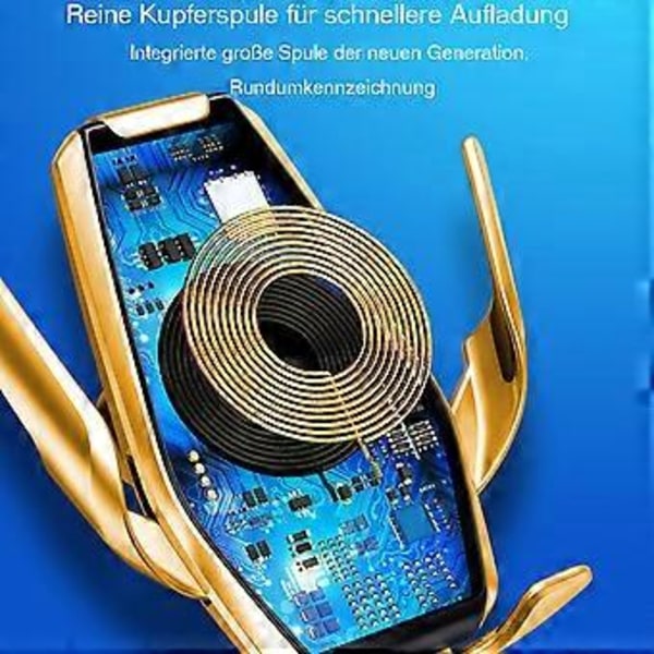 Tyrant Gold Trådløs Billader, 15W Hurtiglading Bilfeste Lader Auto-Klemming Luftventil Telefonholder Kompatibel med iPhone 11Pro/Max/XR/11/X/8, S