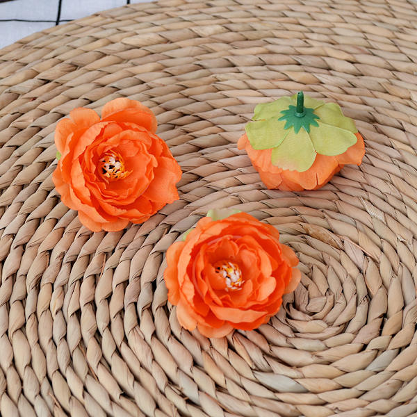 10 st pack Orange, konstgjorda sidenblommor konstgjorda pioner