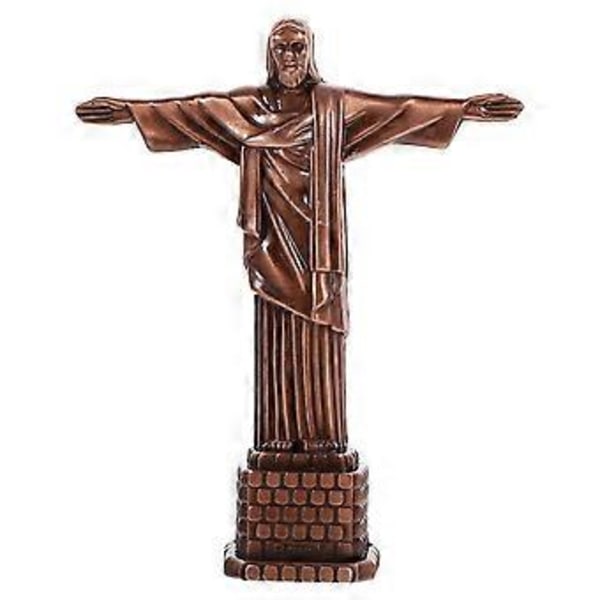 Jesus Figur Skrivebord Legering Jesus Statue Kristent Jesus Skulptur Hjemme Ornament Dark Red