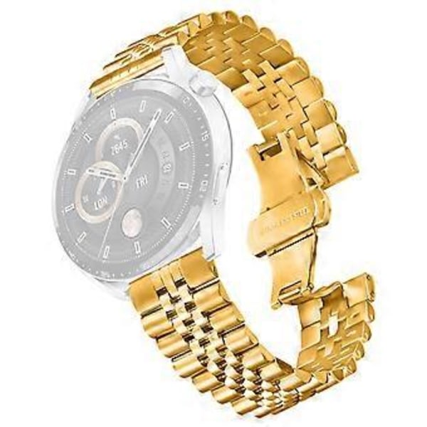 Til Samsung Galaxy Watch 46mm Armbånd 5-Perle Rustfrit Stål Sommerfuglelås Urrem Gold