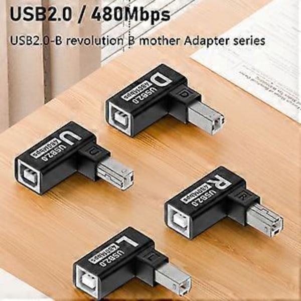 Kvalitets USB 2.0 B Han til Hun Adapter For Hurtig Dataoverførsel Med Printere Og Scannere Plug and Play Tilslutning Bend left