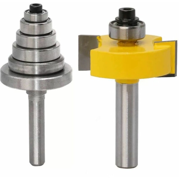 1/4'' Rabbet Router Bit with 6 Adjustable Bearings, Cemented Carb