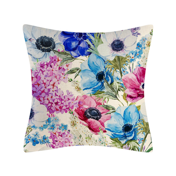 Kuddöverdrag, Set om 4-45 x 45cm Bomull och Linne Tryckt Blomma