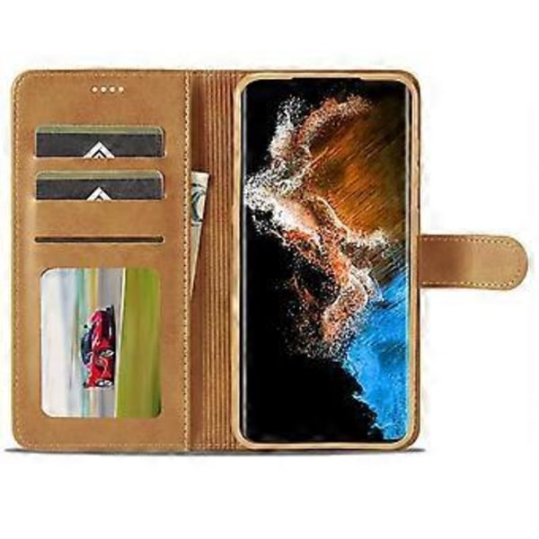 LC.IMEEKE Etui til Samsung Galaxy S24+ Kalveskindsstruktur Læder Stand Telefon Beskyttelsescover Style E