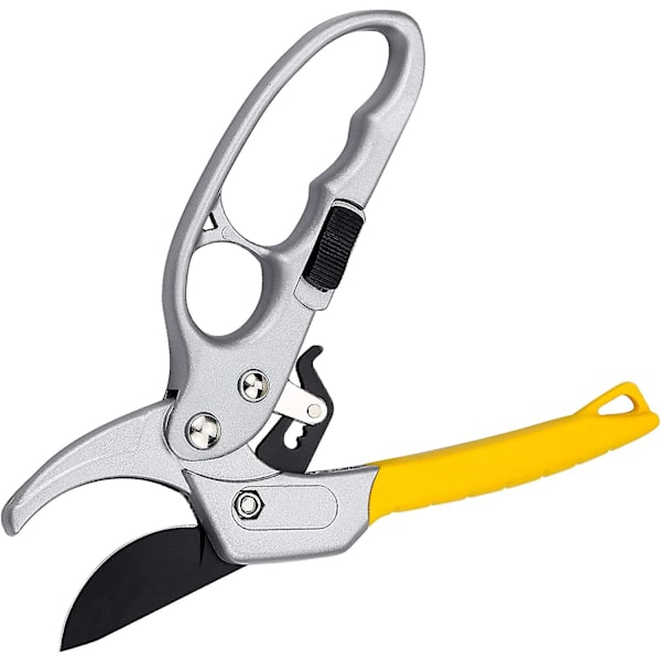 Hagesaks 20,5 cm, hagesaks med gummihåndtak for kutting av stilker og grener - 20 mm, gul