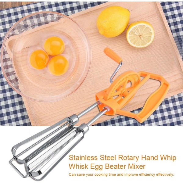 Orange-Håndmixer, Roterende piskeris i rustfrit stål, Manuelt rustfrit stål