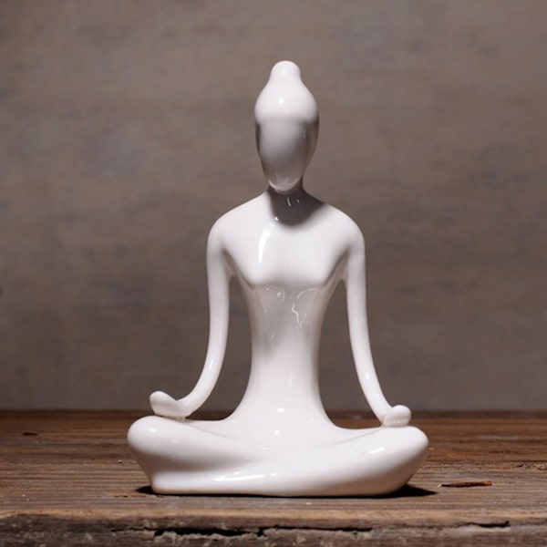 Zen Skulptur Figur Yoga Tänkare Staty Trädgårds Prydnad Hem C