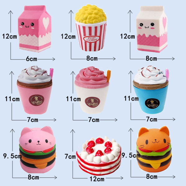 (Katteburger) Langsomt stigende squishy legetøj, Jumbo Squishies Pack Prime