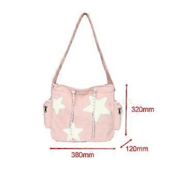 Axelväska Dam Corduroy Crossbody Väska Stilren Påse Portabel Handväska Satchel (Rosa) Pink