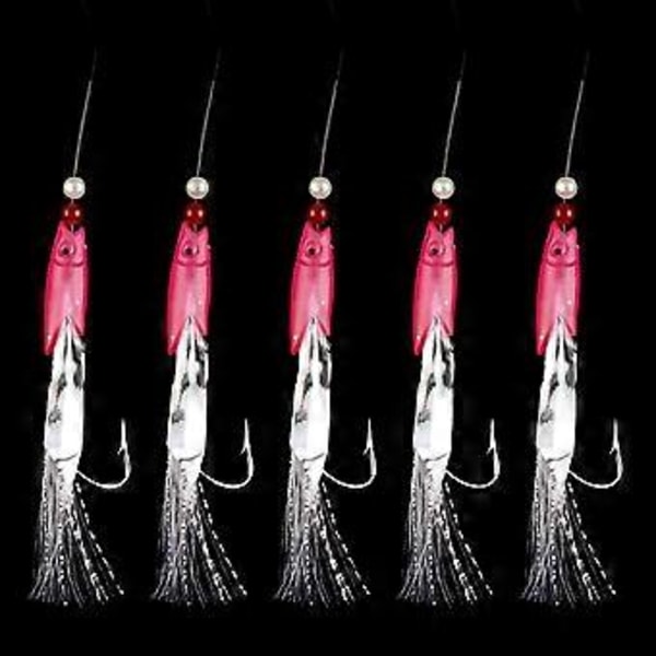 Makrill Hullingförsedd Krok Bass Torsk Beten Havsfiskekrok Båtfiskeutrustning Makrill 5pcs pink