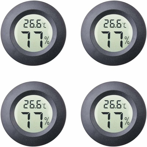 4-Pack Mini Rund Hygrometer Termometer Celsius eller Fahrenheit