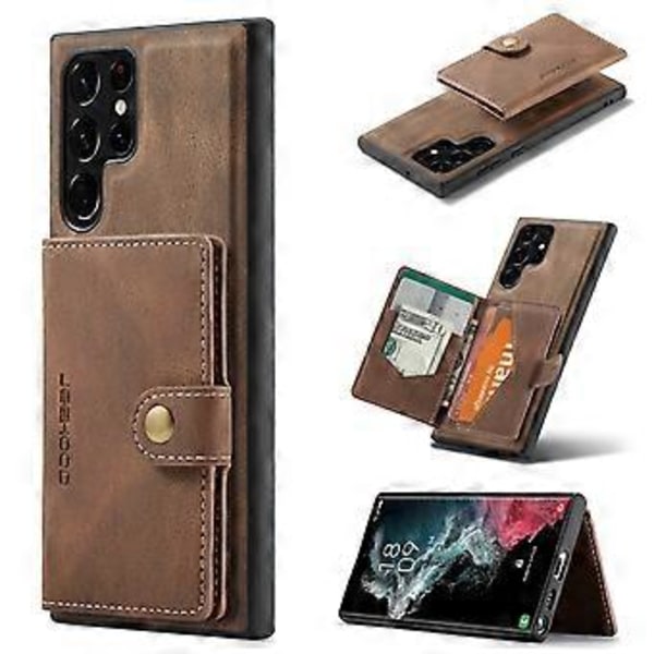 EEHOOD Retro Magneettinen PU-kotelo Samsung Galaxy S22 Ultralle Brown