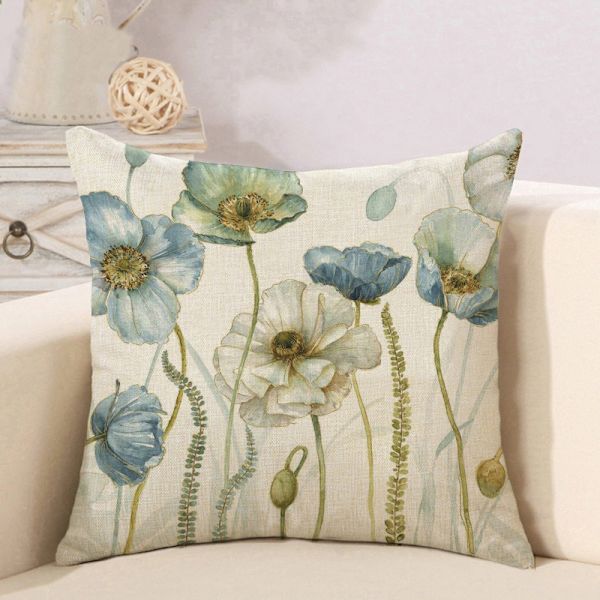 Set med 4 dekorative blomsterputetrekk 45 x 45 cm putetrekk C