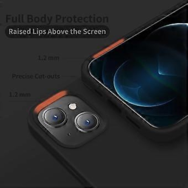 Designet til iPhone 13 Cover, Silikone Ultra Slim Stødsikkert Beskyttende Telefon Cover med [Blød Anti-Ridse Mikrofiber Foring], 6.1 tommer, Sort
