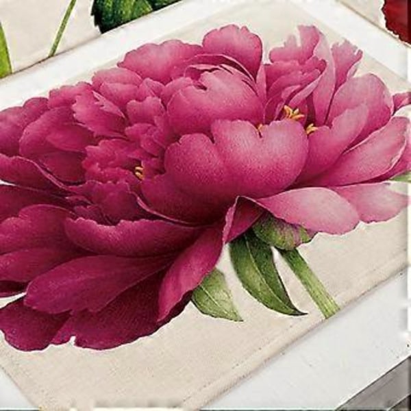 Rose Blomsterprint Vaskbar Husholdningsservice Dækkeserviet Varmeisolering Spisemåtte (#5)