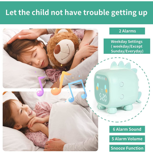 1pc cute children's alarm clock, multi-function adjustable nightl