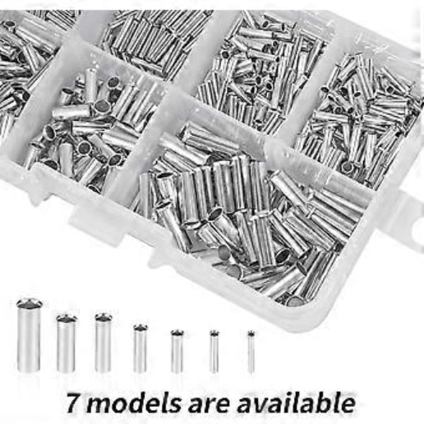 600 stk. Uisolerte kabelhylser 0,5/0,75/1,0/1,5/2,5/4,0/6,0 mm² Kabelkoblinger Endeterminaler Krympekontakter i Plastboks