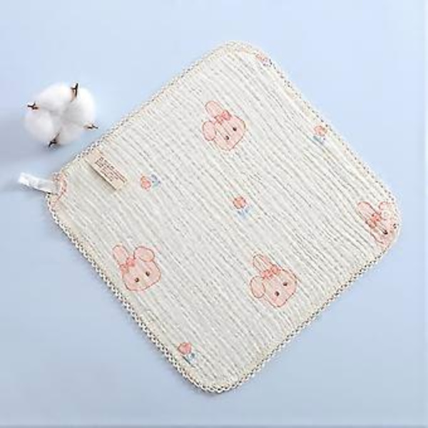 Babyhaklapp i bomullsmuslin med tecknat tryck, bandana, scarf, multifunktionell rapduk, justerbar för matning, tänder och dreglande pink bow