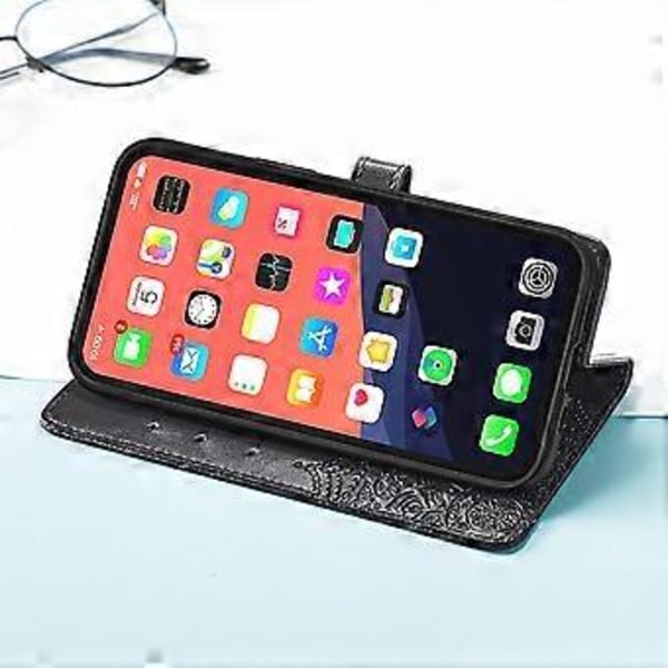 Wallet Case, Flip Case PU Læder Præget Folio Magnetisk Støttefod Cover Kortlommer til iPhone 14