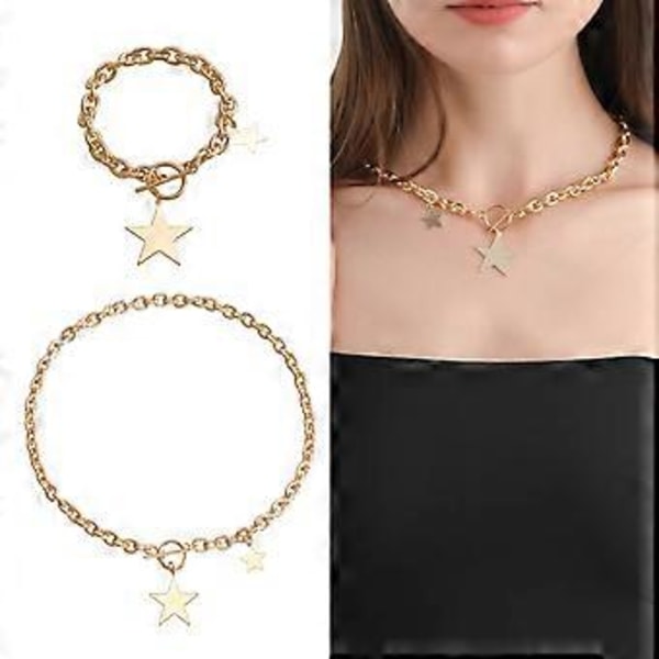 Koreansk Stjerne Femtakket Stjerne Halskæde Niche Simpel Hip-hop Kravebenskæde Kvinde Armbånd Halskæde Falmer Ikke necklace