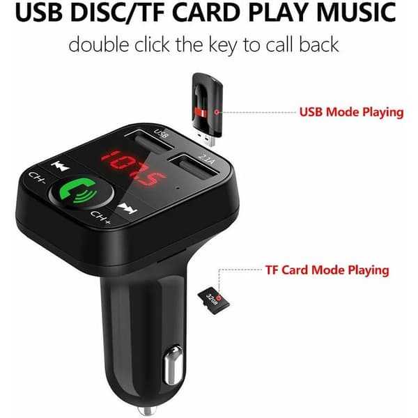 Bil Bluetooth FM-sender, Bluetooth 5.0 Sigarettenner Radio