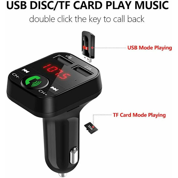 Bluetooth FM-sändare för bil, Bluetooth 5.0 cigarettändaradapter