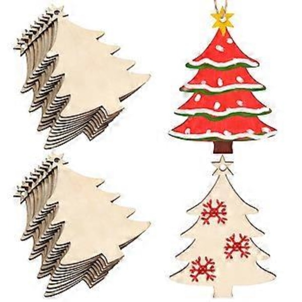 50 stk. juletrepynt i tre, juletrehengende ornament