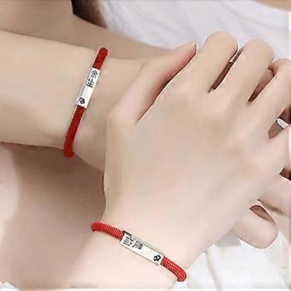2 stk. Kabbalah Rød Snor Rødt Reb Tilbehør Håndlavede Simple Matchende Armbånd Lykkebringende Kabbalah Justerbart Armbånd