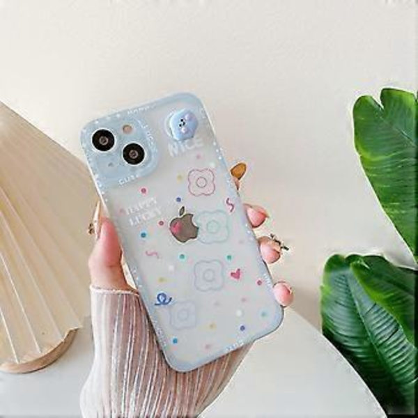 Sött Tecknad Blomma Roterbar Moln Silikon Mjukt iPhone Skal för Kvinnor Flickor (Vit, iPhone 13 Pro Max)