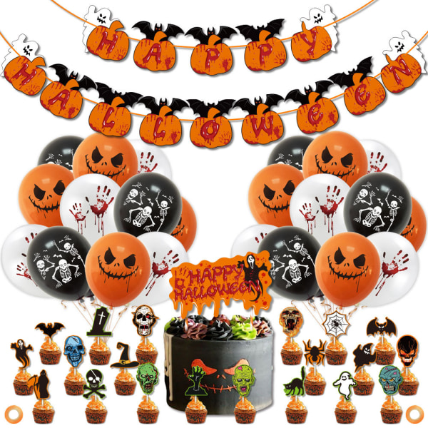 Halloween-ilmapallokoristelu 48 kappaletta Halloween-juhlapalloja S