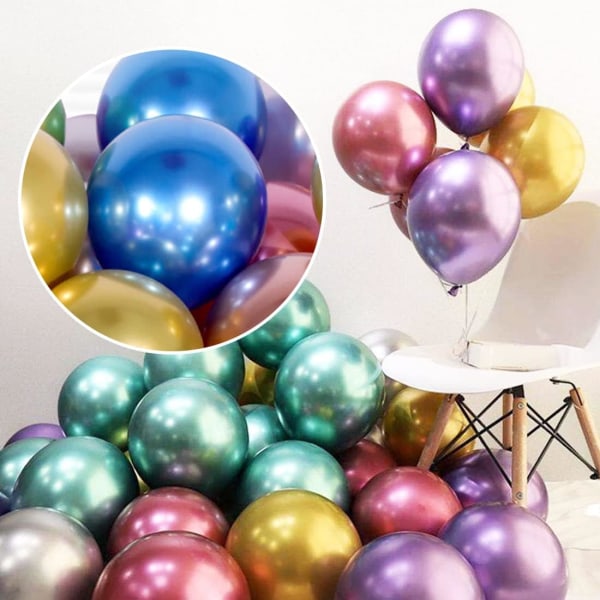 Metallfärgade Ballonger 50-pack Metallballonger Jubileum Ideal för Uppblåsning