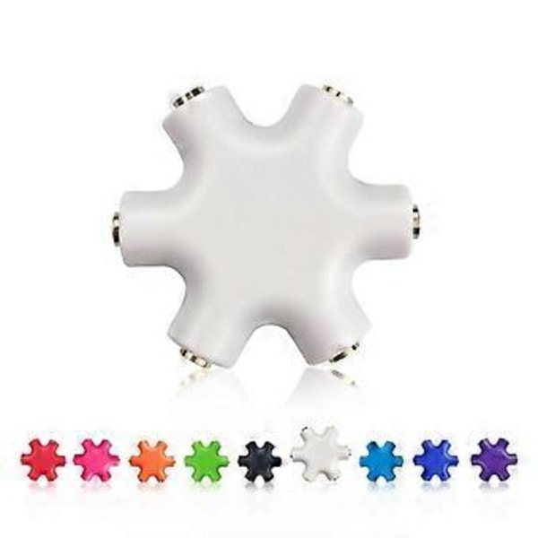6 i 1 3,5 mm Audio Splitter Multi Hodetelefonadapter 1 Hann Til 5 Hunn AUX Audio
