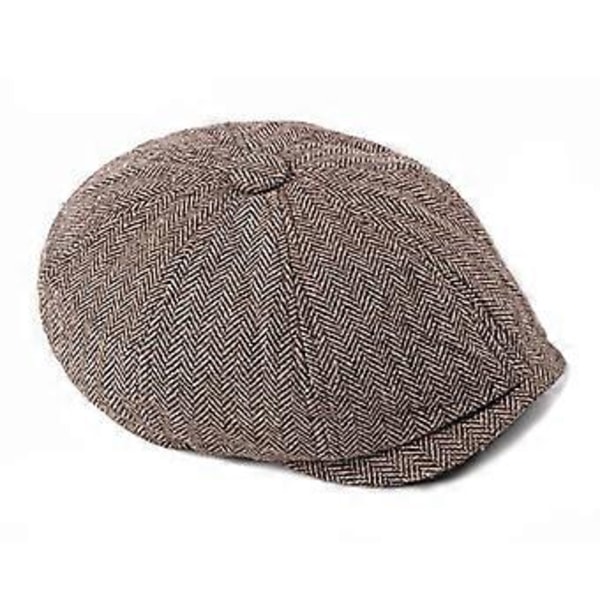Herr Vintage Åttkantig Keps Newsboy Gatsby Keps Basker Platt Keps Brown