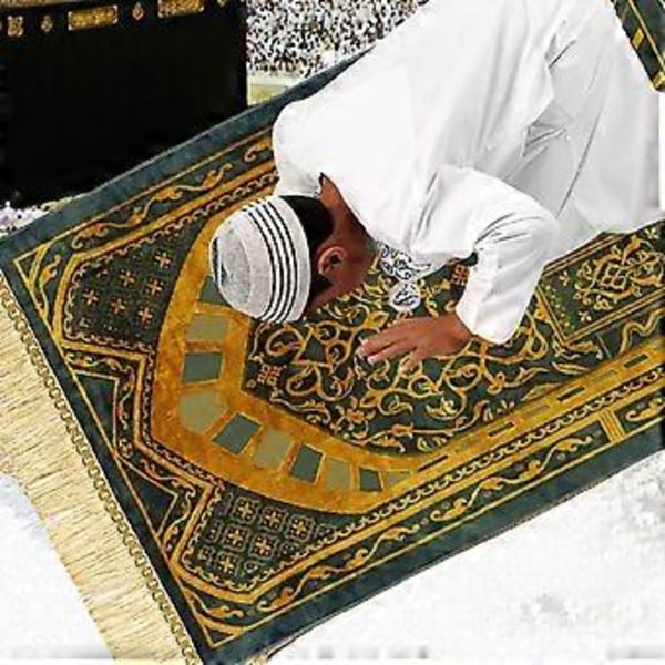 Pehmeät islamilaiset rukousmatot, kannettavat matkarukoukset, naisten ja miesten liukumattomat painetut palvontamatot, Eid-lahjat, musteensininen harmaa Ink blue gray