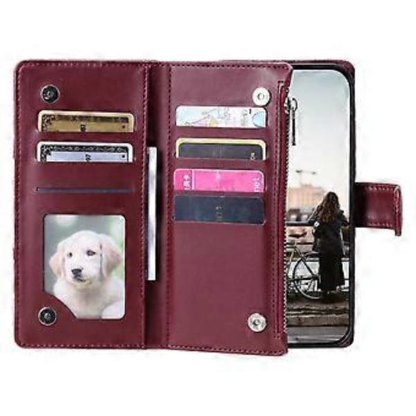 Style 012 til Samsung Galaxy S22 5G Etui Håndtaske Lynlåslomme Glitter Læder Telefon Cover Style C