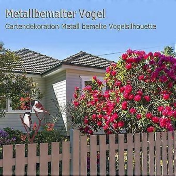 JYUECIAN Målad Fågel Trädgårdsdekoration i Metall för Utomhus Titmöss och Bär Höstdekoration Utomhus Trädgårdsfigurer för Staket Vardagsrum Balkong D