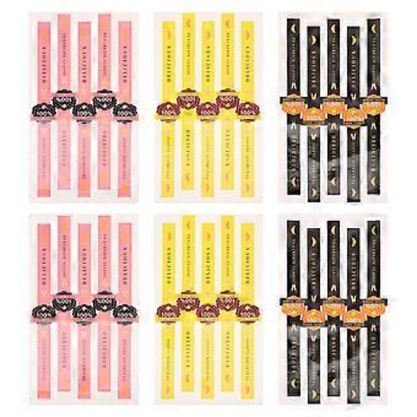 50 stk. gaveklistremerker selvklebende pakkeklistremerker stripformede forseglingsetiketter (10 stk. rosa, 10 stk. svarte, 30 stk. gule for hver 50 stk.)