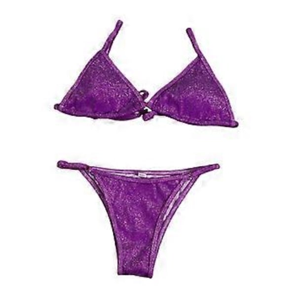 Dame Badedragt Push Up BH Bikini Sæt Strandtøj (Lilla L) Purple L