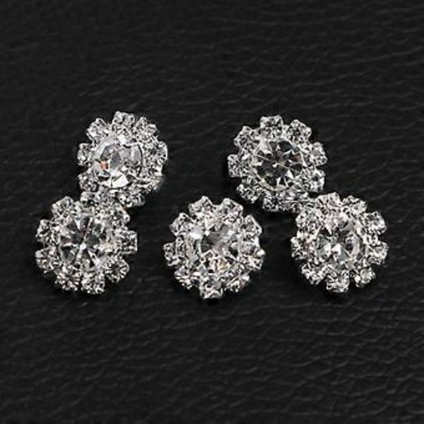 5 stk. 12 mm runde rhinestones skaftknapper syhåndverk pynt DIY annet