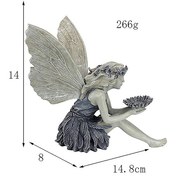 Hage Ornament Sittende Fe Statue Harpiks Håndverk Plen Hage Elf Fi