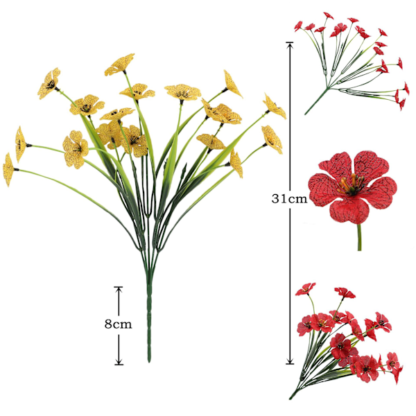 2-pack konstgjorda blommor för utomhusbruk, falska blommor i plast