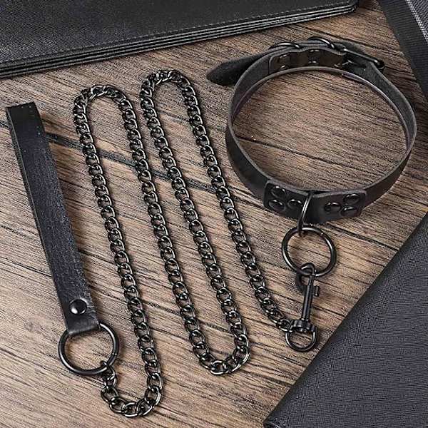 Svart PU-läder punk choker + dragkedja, sexig gotisk choker bälte
