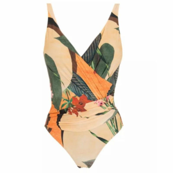 1 sæt kvinder monokini trykt strop rygløs polyester dame strand monokini.L.Abrikos